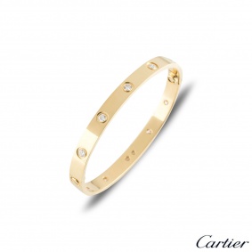 Cartier Yellow Gold Full Diamond Love Bracelet Size 16 B6040516 Cartier Yellow Gold Full Diamond Love Bracelet Size 16 B6040516